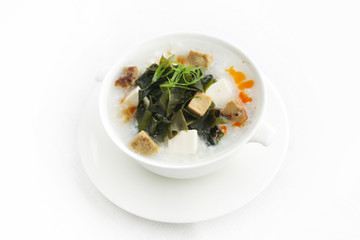 Miso soup served in a bowl