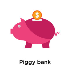 Piggy bank icon vector sign and symbol isolated on white background