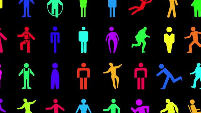 a sequence made from different graphic images of male and man signage