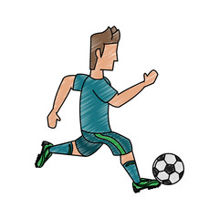 Soccer player with ball cartoon vector illustration graphic design