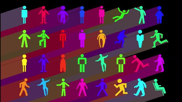 a sequence made from different graphic images of male and man signage