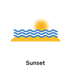 Obraz premium Sunset icon vector sign and symbol isolated on white background
