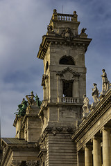 The detailes of facade of the Ethnographic (Neprajzi) Museum on Kossuth square in Budapest, Hungary.