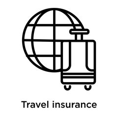 Travel insurance icon vector sign and symbol isolated on white background