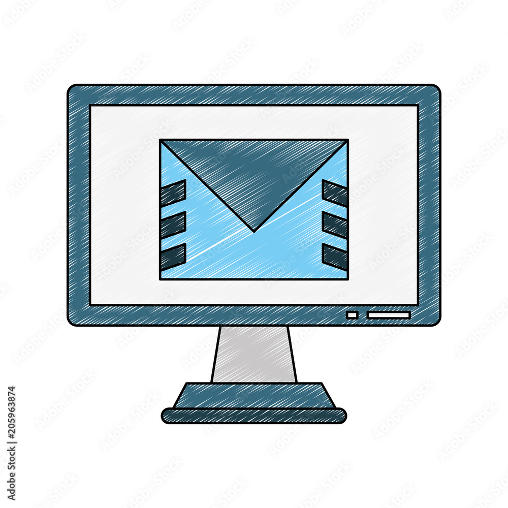 Poster sending email from computer vector illustration graphic design