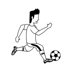 Soccer player with ball cartoon vector illustration graphic design