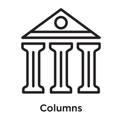Columns icon vector sign and symbol isolated on white background