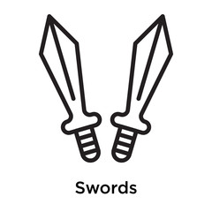 Swords icon vector sign and symbol isolated on white background