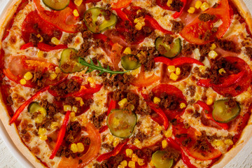 Pizza with minced meat