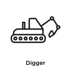 Digger icon vector sign and symbol isolated on white background
