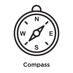 Compass icon vector sign and symbol isolated on white background