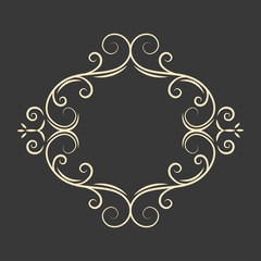 Calligraphy penmanship oval frame. Decorative floral design element. Page border. Vintage style. Vector.