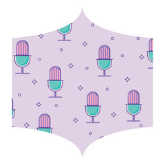 decorative frame with retro microphone pattern, vector illustration