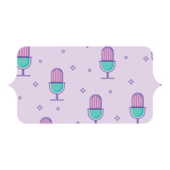 banner with retro microphone pattern, vector illustration