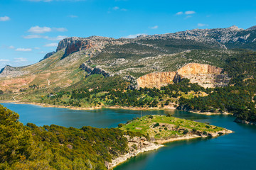 Fototapeta na wymiar Beautiful mountain landscape near El Chorro Gorge, Andalusia, Spain
