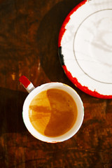 espresso coffee shot in retro cup