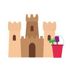 Sand castle and bucket vector illustration graphic design