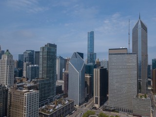 Beautiful aerial view of the Skyscraper buildings in the city of Chicago