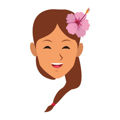 Beautiful woman face with flower in hair vector illustration graphic design