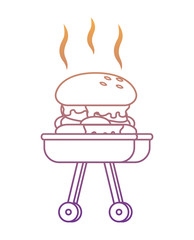 hamburger on bbq grill over white background, vector illustration