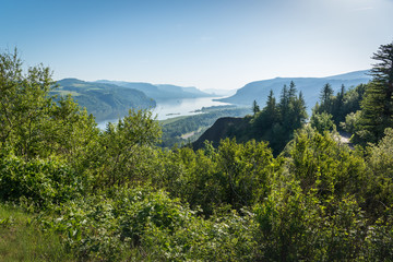 Columbia River Gorge on a perfectly clear sunny afternoon