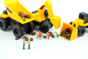 Miniature people : professional construction engineer with businessmans,industrial engineering business concept