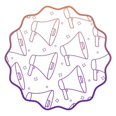 circular frame with Megaphone pattern over white background, vector illustration