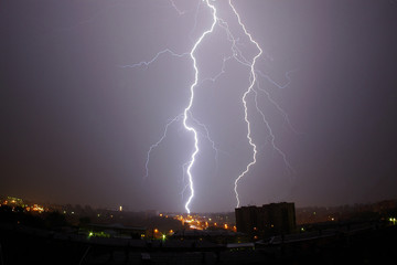  Lightning strike at dark night 