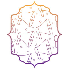 arabic frame with Megaphone pattern over white background, vector illustration