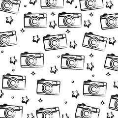 background of photographic cameras pattern, vector illustration
