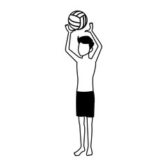 Young man in swim suit with voleyball ball vector illustration graphic design