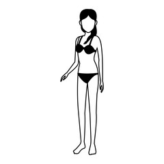 Young woman in swim suit vector illustration graphic design