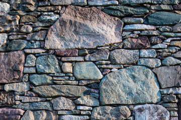 Stone foundation for vintage log cabin in blue ridge appalachia mountains