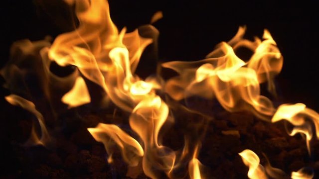 Professional video of Fire flames on the darkness in Slow motion 180fps