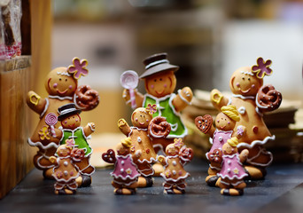 Diversity of gingerbread men on typical European local farmer market
