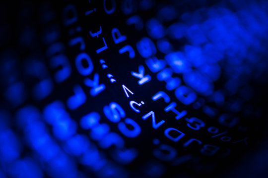Closeup of programming code and language