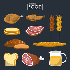Set of healthy food collection vector illustration graphic design