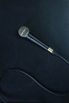 Microphone and line on the blackboard.