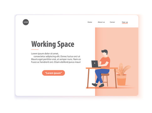Web page layout working space illustration vector on white background.