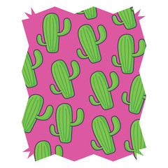 abstract frame with cactus plant pattern over white background, vector illustration
