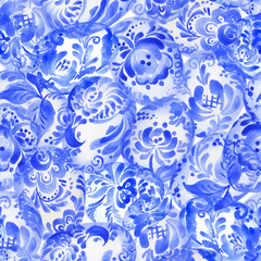 Easter, festive, traditional postcard with eggs and folk paintings. Watercolor. Illustration