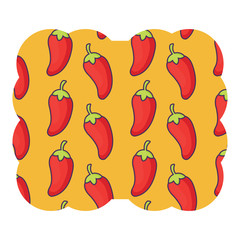 decorative frame with chili pepper pattern over white background, vector illustration