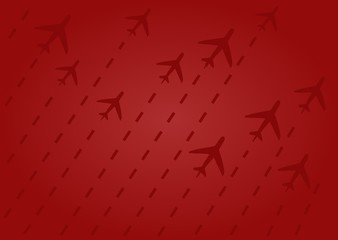 abstract hand draw vector sketch doodle design planes shape on red background, illustration, travel concept