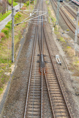 Obraz na płótnie Canvas Steel railroad tracks