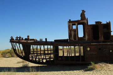 Ship graveyards on Aral Sea, Uzbekistan