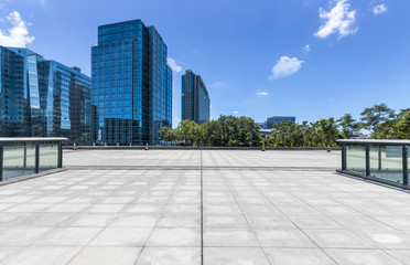 Fototapeta na wymiar Empty floor with modern business office building