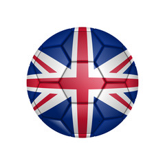 illustration of realistic soccer ball painted in the national flag of UK for mobile concept and web apps. Illustration of national soccer ball can be used for web and mobile
