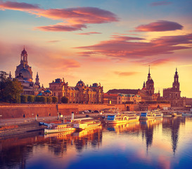 Dresden skyline and Elbe river in Saxony Germany