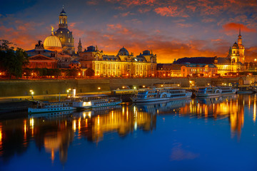 Fototapeta na wymiar Dresden skyline and Elbe river in Saxony Germany