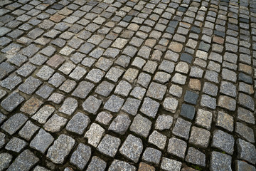 Granite cobblestone pavement in Germany street